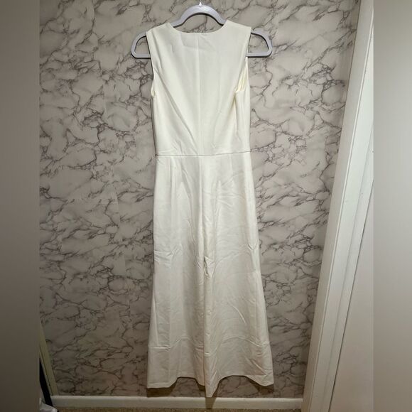 Maje boot cut white jumpsuit with zipper in the front - Picture 3 of 7